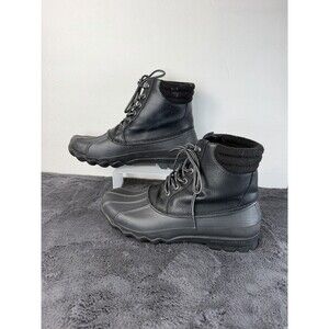 Sperry Top-Sider Men’s 7.5 Black Duck Boots Waterproof Lace Up Fleece Lined